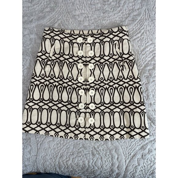 Anthropologie Taikonhu Skirt Womens 2 Brown Geometric Woven Boho Classic - Picture 1 of 11